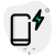 Mobile with power and flash - lighting bolt logotype icon