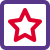 Five-pointed star logotype in a square box icon