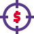 Dollar target sign board with money desire icon