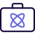 Briefcase and atomic, structure layout isolated on a white background icon