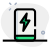 Mobile phone on charging state with lighting bolt logotype icon