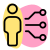 Human integration with multiple nodes isolated on a white background icon