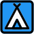 Camping tent and location for adventure during vacation time icon