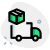 Box truck delivering items commercial shipping items icon