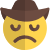 Cowboy wide brim hat with sace facial expression icon