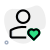 Favorite classic user profile picture with heart logotype icon