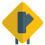 Intersection cut off from the highway to right side icon