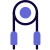 Audio amplification cable with both ways connection icon