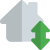 House transfer with up and down arrow isolated on a white background icon