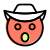 Cowboy emoticon with hat and open mouth icon