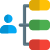 Businessman vertical hierarchy layout flow chart diagram icon