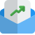 Line chart report send in mail post in an office envelope icon