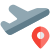 Destination covered through air travel of planned route location icon