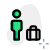 Man with a luggage bag traveling internationally for business purpose icon