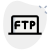 File transfer protocol connection on laptop isolated on a white background icon