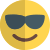 Cool smiling emoticon with sunshade shared on internet icon