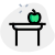 Apple been placed on a canteen table isolated on white background icon