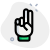 Two fingers up gesture isolated on a white background icon