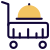 Food serving at hotel trolley with dome lid icon