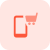 Online marketplace on cell phone with cart logotype icon