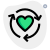 File syncing loop arrows with heart logotype isolated on a white background icon