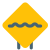 Rough road ahead with multiple bumps traffic board icon