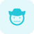 Cowboy netural face expression with brim hat icon