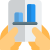 Bar graph chart handed over to company members icon