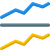 Comparing a line graph isolated on white right now icon