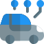 Connected car with multiple network system isolated on a white background icon