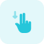 Two fingers drag down gesture isolated on a white background icon