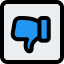 Disagree or dislike thumbs down symbol under square icon