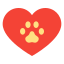 Heart with dog paw icon