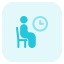 Waiting room for drivers with chair and clock icon