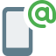 Mobile with email function and at sign logotype icon