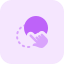 Circle touch with finger from one place to another place icon