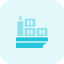Large shipping container loaded on cargo ship icon