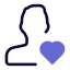 Favorite user profile picture with heart logotype icon