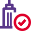 Tall tower building verified security check system icon