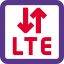 LTE mobile connectivity with up and down arrows for data transfer icon