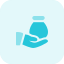 Banking loan with money bag in hand icon