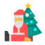 Babbo Natale si siede sotto l'albero di Natale icon