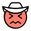 Confounded cowboy face expression with hat emoticons icon