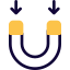 U shaped magnet with strong point poles icon