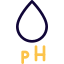 Blood drop with PH testing facility isolated on a white background icon