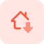 Internet connected home with file downloaded down arrow logotype icon