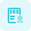 Seo certificate in concern of excellence and achievement icon