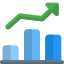 Bar chart with line graph in uptrend icon