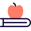 Apple being placed on a book isolated on a white background icon