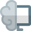 Computers with brain Logotype isolated on a white background icon